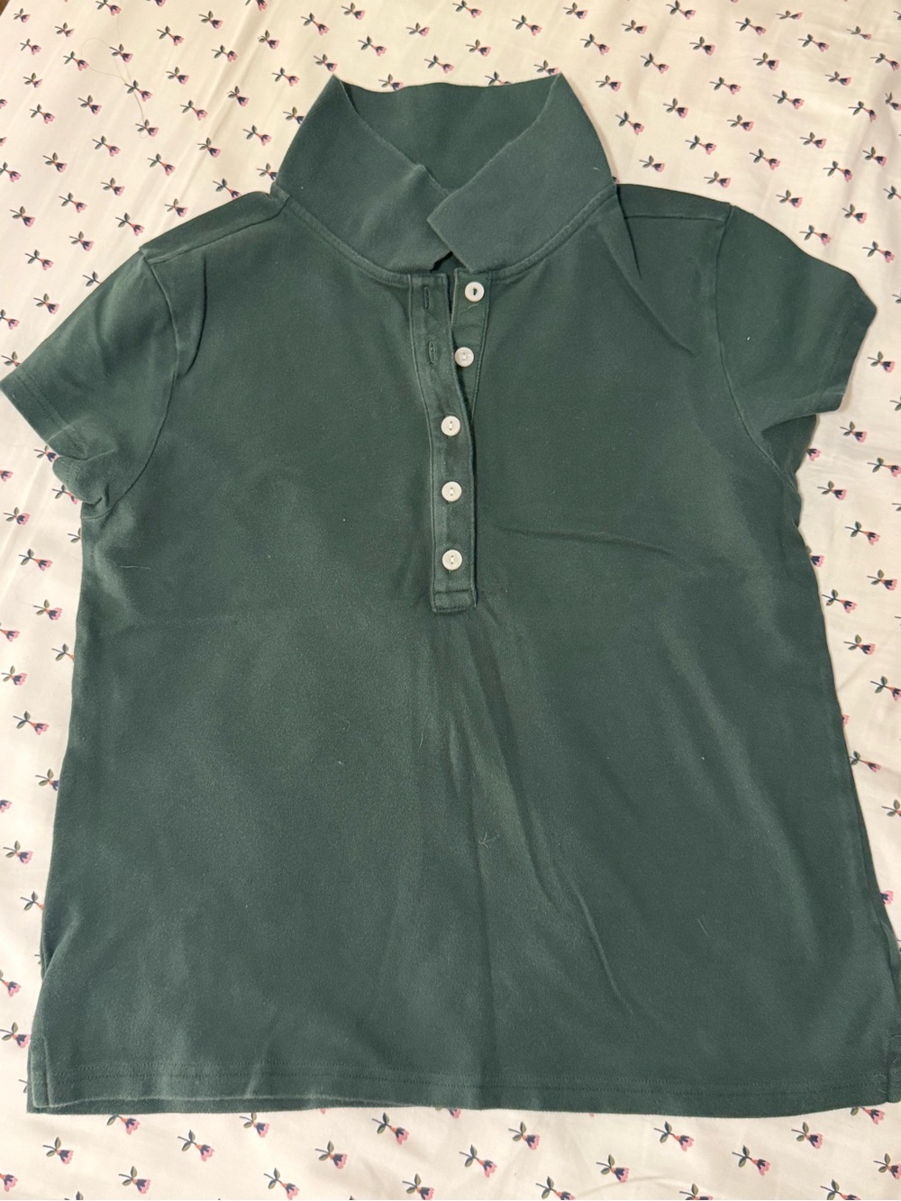 aerie Dark Green Short Sleeve Polo Top